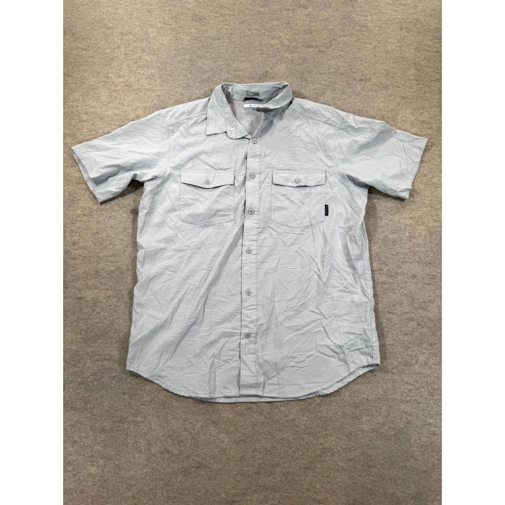 Columbia Fishing Shirt Mens Medium Gray Ripstop Mesh Lined Button Up XM2816